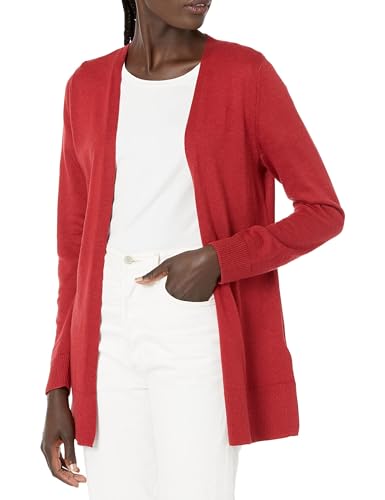 Amazon Essentials Damen Leichte Strickjacke ohne Knöpfe (in Übergröße erhältlich), Dunkelrot, XXL von Amazon Essentials