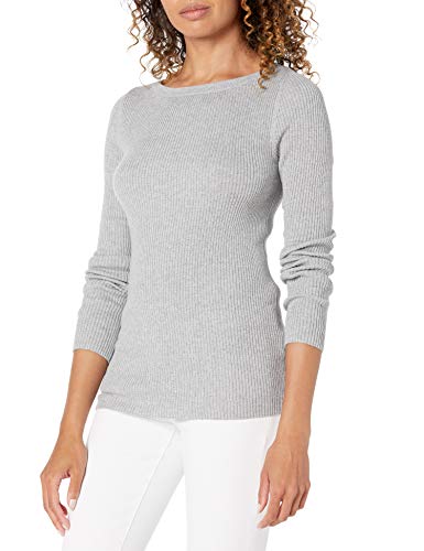Amazon Essentials Damen Leichter, Gerippter Langarm-Pullover mit U-Boot-Ausschnitt in schmaler Passform, Hellgrau Meliert, L Amazon Essentials Damen Leichter, Gerippter Langarm-Pullover mit U-Boot-Ausschnitt in schmaler Passform, Hellgrau Meliert, L von Amazon Essentials