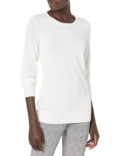 Amazon Essentials Damen Leichter, Langärmeliger Pullover Mit Rundhalsausschnitt (Erhältlich in Übergröße), Elfenbein, XXL Große Größen von Amazon Essentials