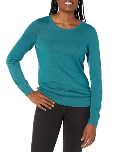 Amazon Essentials Damen Leichter, Langärmeliger Pullover Mit Rundhalsausschnitt (Erhältlich in Übergröße), Grünblau, XL von Amazon Essentials