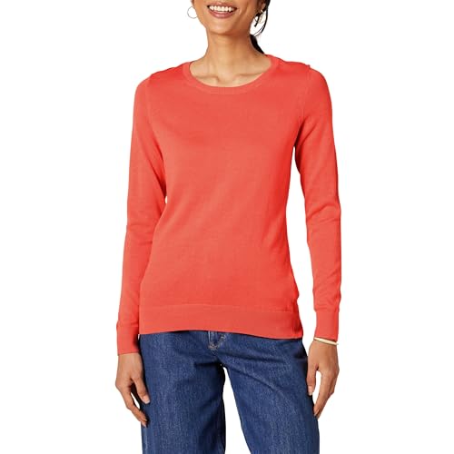 Amazon Essentials Damen Leichter, Langärmeliger Pullover Mit Rundhalsausschnitt (Erhältlich in Übergröße), Korallenrosa, XS von Amazon Essentials