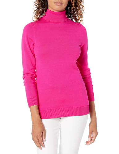 Amazon Essentials Damen Leichter, Langärmeliger Rollkragenpullover, Klassischer Schnitt (Erhältlich In Übergröße), Kräftiges Rosa, L von Amazon Essentials