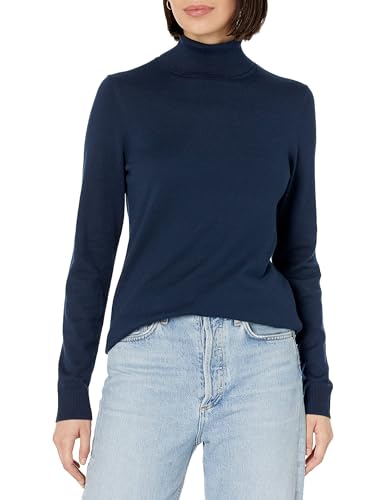 Amazon Essentials Damen Leichter, Langärmeliger Rollkragenpullover, Klassischer Schnitt (Erhältlich In Übergröße), Marineblau, L von Amazon Essentials