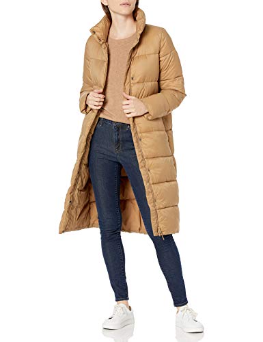 Amazon Essentials Damen Leichter, Langer Cocoon-Puffer-Wintermantel, Wasserabweisend, Durchgehender Reißverschluss, Pilzbraun, L von Amazon Essentials