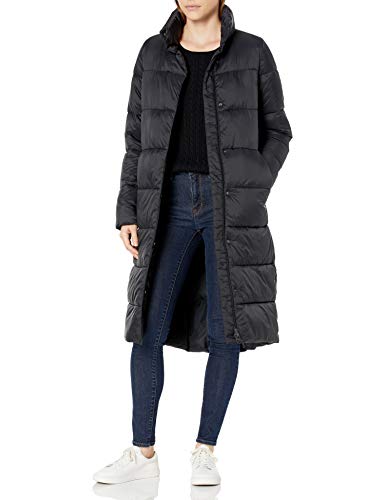 Amazon Essentials Damen Leichter, Langer Cocoon-Puffer-Wintermantel, Wasserabweisend, Durchgehender Reißverschluss, Schwarz, XL von Amazon Essentials