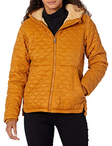 Amazon Essentials Damen Leichter, wasserabweisender Puffermantel mit Sherpa-Futter und Kapuze, Kamelbraun, XS von Amazon Essentials