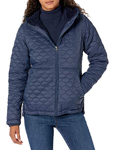 Amazon Essentials Damen Leichte, Gesteppte, Wasserabweisende Steppjacke mit Sherpa-Futter Und Durchgehendem Reißverschluss, Marineblau, XXL von Amazon Essentials
