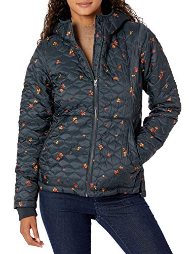 Amazon Essentials Damen Leichte, Gesteppte, Wasserabweisende Steppjacke mit Sherpa-Futter Und Durchgehendem Reißverschluss, Schwarz Leafy Floral, S von Amazon Essentials