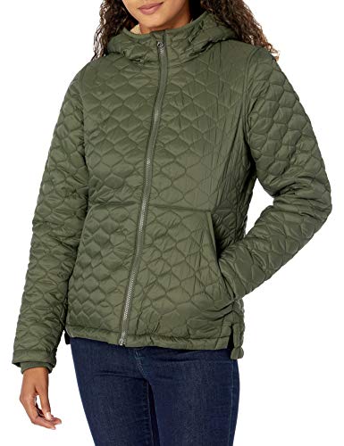Amazon Essentials Damen Leichte, Gesteppte, Wasserabweisende Steppjacke mit Sherpa-Futter Und Durchgehendem Reißverschluss, Olivgrün, XL von Amazon Essentials