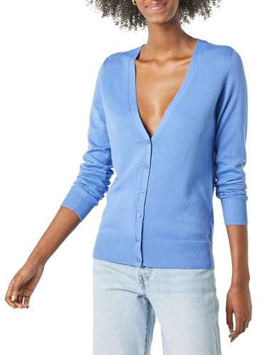 Amazon Essentials Damen Leichter Cardigan mit V-Ausschnitt (in Übergröße erhältlich), Blau, XS von Amazon Essentials