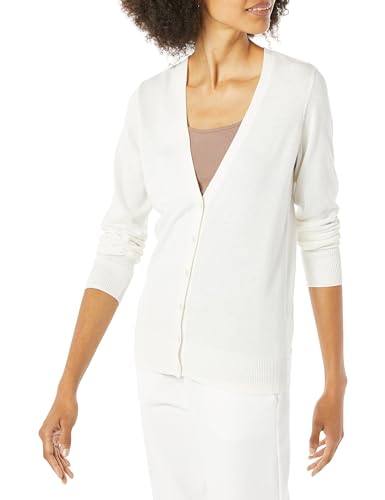 Amazon Essentials Damen Leichter Cardigan mit V-Ausschnitt (in Übergröße erhältlich), Elfenbein, M von Amazon Essentials