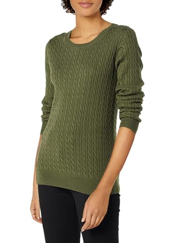 Amazon Essentials Damen Leichter Langarm-Pullover Mit Rundhalsausschnitt Mit Zopfmuster (Erhältlich In Übergröße), Dunkles Olivgrün, 5XL Große Größen von Amazon Essentials