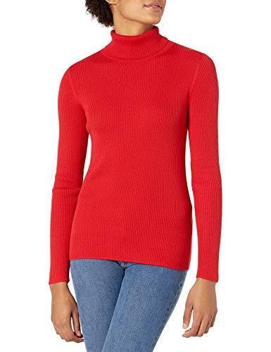 Amazon Essentials Damen Leichter Langarm-Rollkragenpullover mit schmaler Passform, Kirschrot, S von Amazon Essentials
