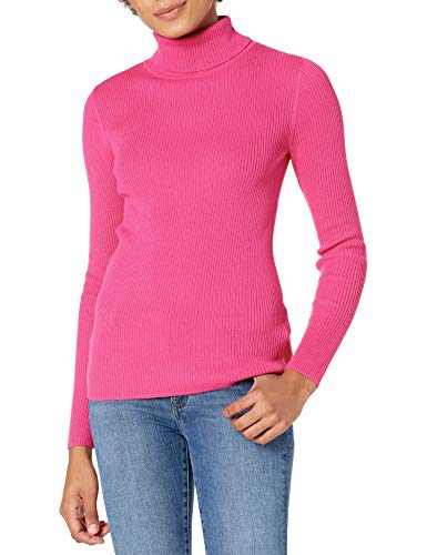 Amazon Essentials Damen Leichter Langarm-Rollkragenpullover mit schmaler Passform, Kräftiges Rosa, L von Amazon Essentials