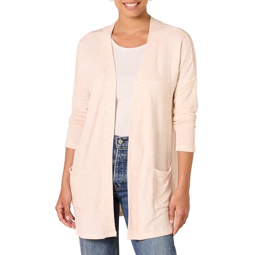 Amazon Essentials Damen Ultraleichter Relaxed Fit-Cardigan mit offener Vorderseite, Beige Zebrastreifen, XL von Amazon Essentials