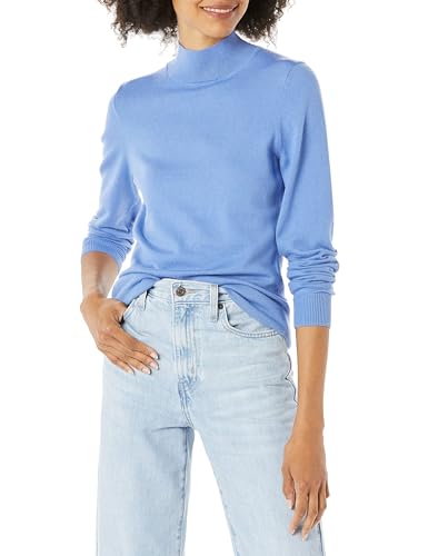 Amazon Essentials Damen Leichter Pullover mit Stehkragen (in Übergröße erhältlich), Blau, L von Amazon Essentials