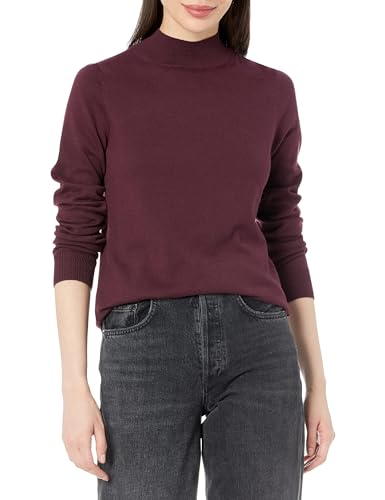 Amazon Essentials Damen Leichter Pullover mit Stehkragen (in Übergröße erhältlich), Burgunderrot, L von Amazon Essentials