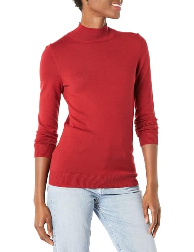 Amazon Essentials Damen Leichter Pullover mit Stehkragen (in Übergröße erhältlich), Dunkelrot, XXL von Amazon Essentials