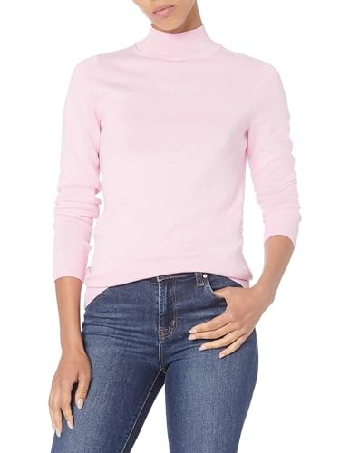 Amazon Essentials Damen Leichter Pullover mit Stehkragen (in Übergröße erhältlich), Hellrosa, L von Amazon Essentials