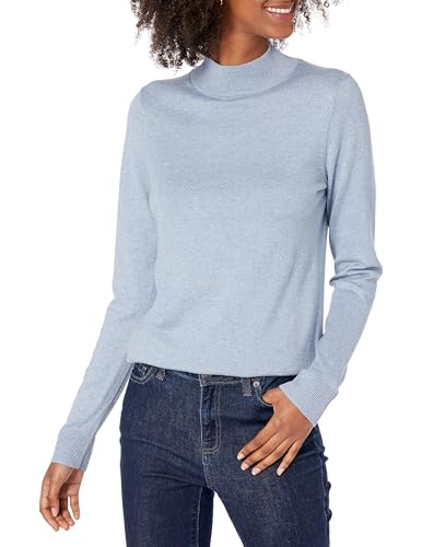 Amazon Essentials Damen Leichter Pullover mit Stehkragen (in Übergröße erhältlich), Indigoblau Meliert, XS von Amazon Essentials