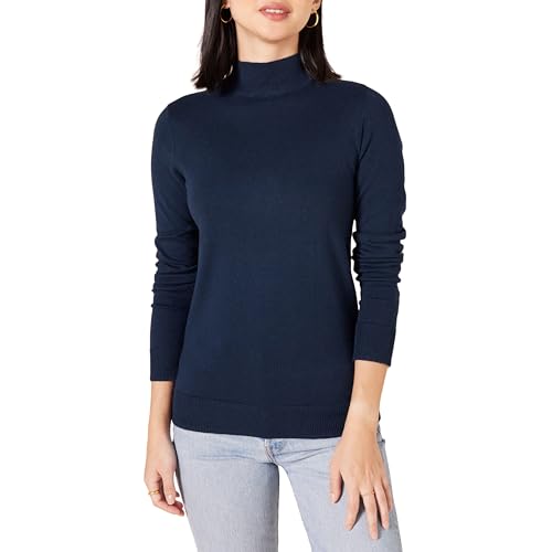 Amazon Essentials Damen Leichter Pullover mit Stehkragen (in Übergröße erhältlich), Marineblau, XS von Amazon Essentials