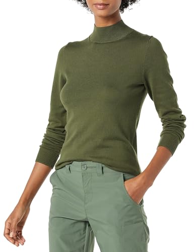 Amazon Essentials Damen Leichter Pullover mit Stehkragen (in Übergröße erhältlich), Olivgrün, XL von Amazon Essentials