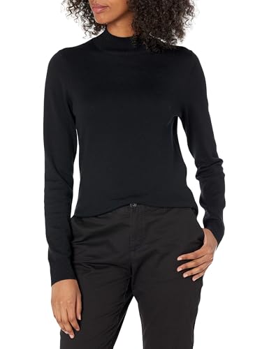 Amazon Essentials Damen Leichter Pullover mit Stehkragen (in Übergröße erhältlich), Schwarz, L von Amazon Essentials