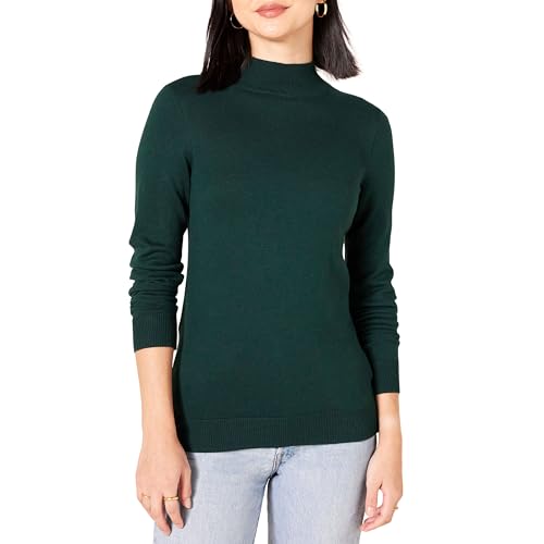 Amazon Essentials Damen Leichter Pullover mit Stehkragen (in Übergröße erhältlich), Tannengrün, M von Amazon Essentials