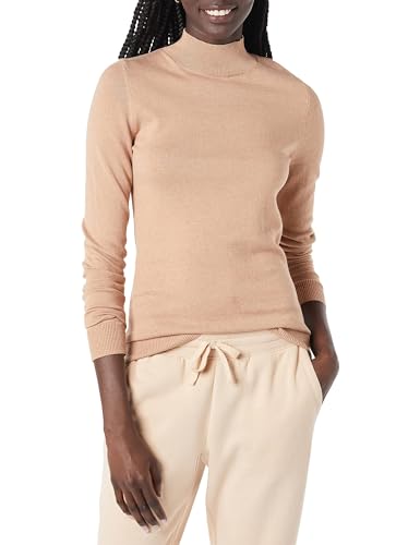 Amazon Essentials Damen Leichter Pullover mit Stehkragen (in Übergröße erhältlich), Taupe Meliert, L von Amazon Essentials