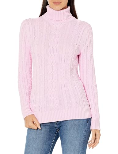 Amazon Essentials Damen Leichter Rollkragenpullover Mit Zopfmuster (Erhältlich In Übergröße), Hellrosa, XL von Amazon Essentials