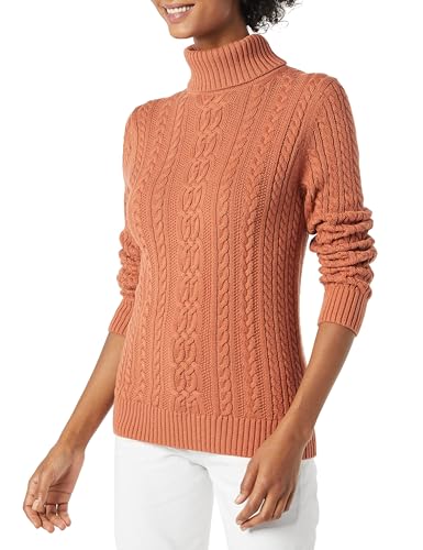 Amazon Essentials Damen Leichter Rollkragenpullover Mit Zopfmuster (Erhältlich In Übergröße), Karamell, XXL von Amazon Essentials