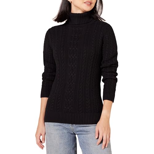 Amazon Essentials Damen Leichter Rollkragenpullover Mit Zopfmuster (Erhältlich In Übergröße), Schwarz, XXL Große Größen von Amazon Essentials