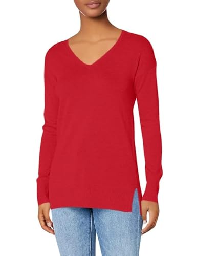 Amazon Essentials Damen Leichter Tunika-Pullover Mit Langen Ärmeln Und V-Ausschnitt (Erhältlich In Übergröße), Kirschrot, 3XL Große Größen von Amazon Essentials