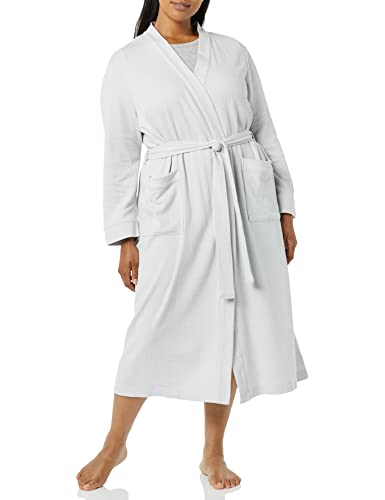 Amazon Essentials Damen Leichter Waffel-Bademantel, Lang (Erhältlich In Übergröße), Hellgrau, XXL von Amazon Essentials