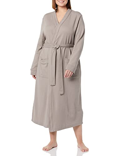 Amazon Essentials Damen Leichter Waffel-Bademantel, Lang (Erhältlich In Übergröße), Rauchgrau, XXL von Amazon Essentials