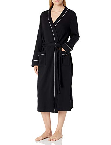 Amazon Essentials Damen Leichter Waffel-Bademantel, Lang (Erhältlich In Übergröße), Schwarz, XL von Amazon Essentials