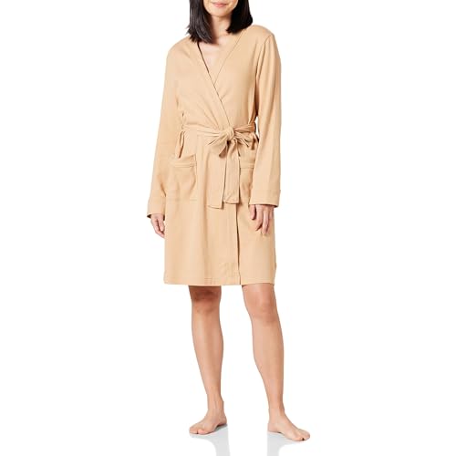 Amazon Essentials Damen Leichter Waffel-Bademantel, Mittellang (Erhältlich In Übergröße), Helles Kamelbraun, L von Amazon Essentials