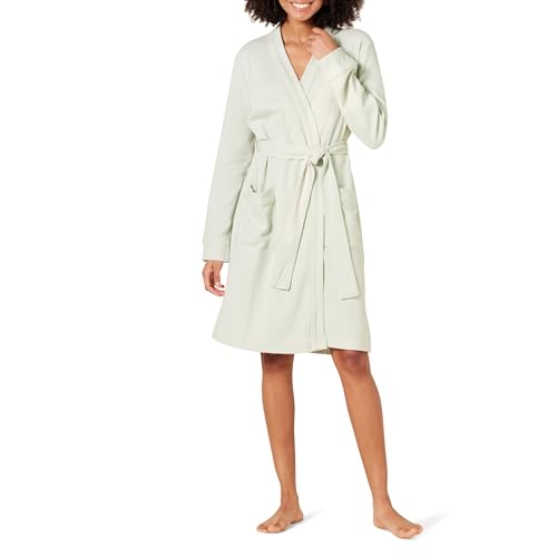 Amazon Essentials Damen Leichter Waffel-Bademantel, Mittellang (Erhältlich In Übergröße), Jadegrün, L von Amazon Essentials