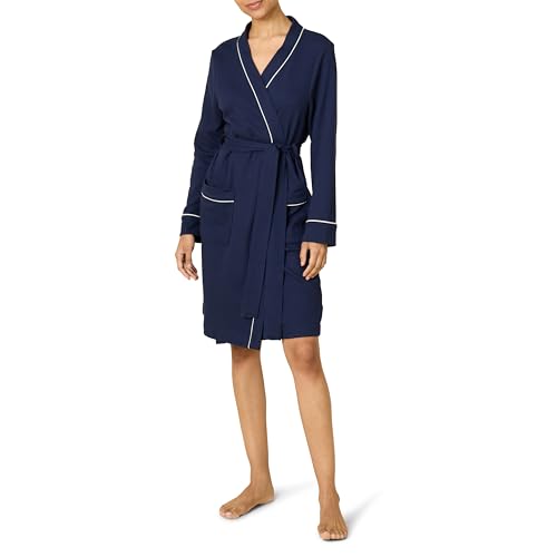 Amazon Essentials Damen Leichter Waffel-Bademantel, Mittellang (Erhältlich In Übergröße), Marineblau, XL Große Größen von Amazon Essentials