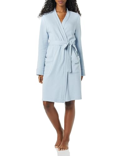 Amazon Essentials Damen Leichter Waffel-Bademantel, Mittellang (Erhältlich In Übergröße), Staubblau, XL von Amazon Essentials