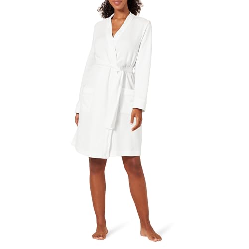 Amazon Essentials Damen Leichter Waffel-Bademantel, Mittellang (Erhältlich In Übergröße), Weiß, 3XL Große Größen von Amazon Essentials
