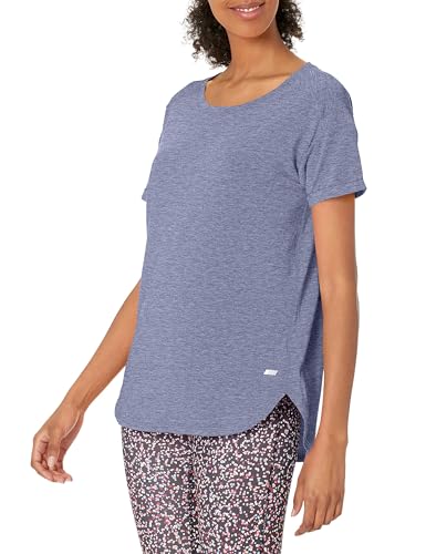 Amazon Essentials Damen Leichtes Fitness-T-Shirt mit Rundhalsausschnitt und lockerer Passform (in Übergröße erhältlich), Blau Heide Night Shadow, XXL von Amazon Essentials
