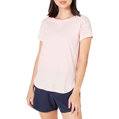 Amazon Essentials Damen Leichtes Fitness-T-Shirt mit Rundhalsausschnitt und lockerer Passform (in Übergröße erhältlich), Hellrosa, L von Amazon Essentials