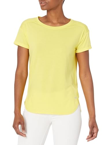 Amazon Essentials Damen Leichtes Fitness-T-Shirt mit Rundhalsausschnitt und lockerer Passform (in Übergröße erhältlich), Kräftiges Gelb, S von Amazon Essentials