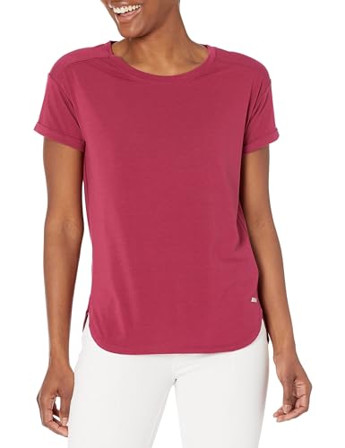 Amazon Essentials Damen Leichtes Fitness-T-Shirt mit Rundhalsausschnitt und lockerer Passform (in Übergröße erhältlich), Rubinrot, XXL von Amazon Essentials