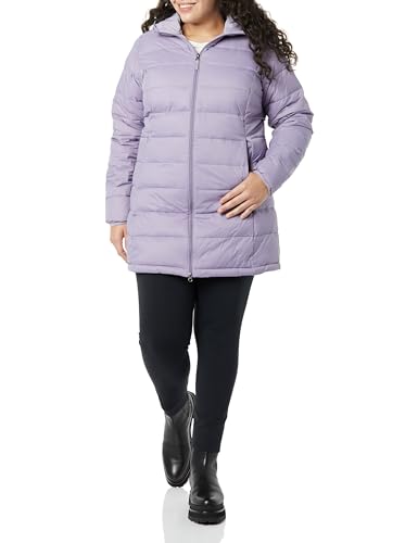Amazon Essentials Damen Leichter, wasserabweisender, verstaubarer Puffermantel mit Kapuze (erhältlich in Übergrößen), Dusty Grape, S von Amazon Essentials