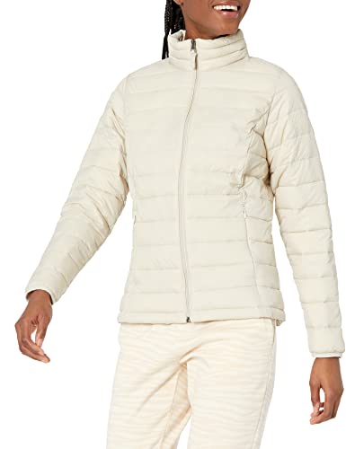 Amazon Essentials Damen Leichte, langärmelige, Wasserabweisende, packbare Pufferjacke (in Übergröße erhältlich), Stone, S von Amazon Essentials