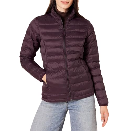 Amazon Essentials Damen Leichte, langärmelige, wasserabweisende, packbare Pufferjacke (in Übergröße erhältlich), Burgunderrot, L von Amazon Essentials