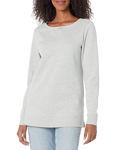 Amazon Essentials Damen Locker Geschnittenes Fleece-Tunika-Sweatshirt Mit Offenem Ausschnitt, Hellgrau Meliert, XL von Amazon Essentials