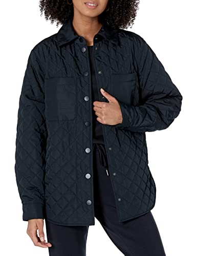 Amazon Essentials Damen Lockere, Gesteppte Hemdjacke aus recyceltem Polyester (in Übergröße erhältlich) (zuvor Amazon Aware), Schwarz, XXS von Amazon Essentials